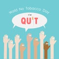 Human hands and Quit Tobacco vector logo design template.May 31st World no tobacco day.No Smoking Day Awareness Idea Campaign for