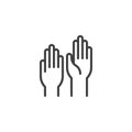 Human Hands Raising Up line icon