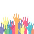 Human hands reaching up colorful vector illustration. Royalty Free Stock Photo