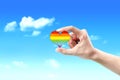 Human hands showing heart with rainbow flag Royalty Free Stock Photo