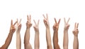 Human hands showing v-sign Royalty Free Stock Photo