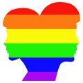 Human heads silhouette. Rainbow pride flag LGBTQ+ symbol