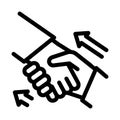 Human handshake icon vector outline illustration