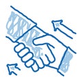 human handshake doodle icon hand drawn illustration