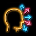 human head and arrows neon glow icon illustration