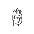 Human head with arrows up line icon