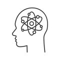 Human head with atom inside linear icon Royalty Free Stock Photo