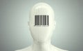 Human head with barcode stamp