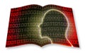 Human head with binary code on background - 3D render concept image - I`m the copyright owner of the images used in this 3D rende Royalty Free Stock Photo