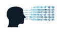 Human head with binary code, symbolizing AI and data science, vector design Generative AI Royalty Free Stock Photo