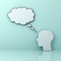 Human head with blank thought bubble Thinking concept on green Royalty Free Stock Photo