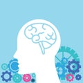 Human head, brain and gear concept for continuous work and creativity Royalty Free Stock Photo