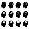 Human head brain icons set with a variety of sign Royalty Free Stock Photo