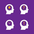 Human head brain idea profile. Person business question people mind creative illustration icon