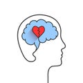 Head, brain and broken heart concept