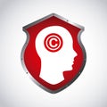Human head and c icon. Copyright design. Vector graphic Royalty Free Stock Photo