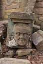 A human head carved in stone Royalty Free Stock Photo