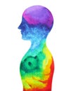 Human head, chakra power, inspiration abstract thinking Royalty Free Stock Photo