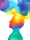 Human head, chakra power, inspiration abstract thought, world, universe inside your mind Royalty Free Stock Photo