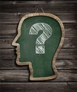 Human head chalkboard and question mark concept