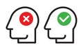 Human head with check and cancel button