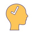 Human head with check mark line and fill style icon vector design