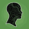 Human Head with Circuit Board Pattern - AI Concept Royalty Free Stock Photo