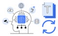 Artificial Intelligence Concepts Featuring Neural Network with Technology and Data Integration Icons Royalty Free Stock Photo