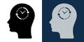 Human head with clock and arrows. Time management, productivity, brain efficiency, thinking process, planning, workflow Royalty Free Stock Photo
