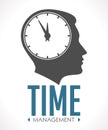 Human head with clock inside - time management concept Royalty Free Stock Photo