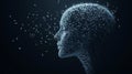 human head composed of floating text fragments, symbolizing thoughts and ideas. intricate design showcases blend of technology and Royalty Free Stock Photo