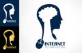 Human head and the computer mouse. Internet technologies logo. Royalty Free Stock Photo