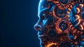 A human head is depicted with wheel cogs inside. Generative Ai Royalty Free Stock Photo
