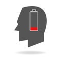 Human head with empty battery indicator