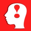 Human head with exclamation mark symbol Royalty Free Stock Photo