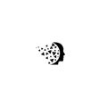 Human head face logo, creative brain man isolated on white background