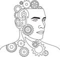 Human Head With Gears and Cogs Abstract Symbol of Engineering AI Concept Royalty Free Stock Photo