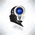 Human head with gears and cogs working together idea concept on Royalty Free Stock Photo