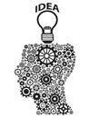 Human head gears lightbulb idea Royalty Free Stock Photo