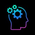 Human head gears tech logo, Cogwheel engineering technological inside brain, Artificial intelligence Royalty Free Stock Photo