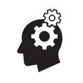 Human head gears tech logo, Cogwheel engineering technological inside brain, Artificial intelligence Royalty Free Stock Photo