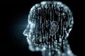Human Head with Glowing Binary Code for AI Technology Concept Royalty Free Stock Photo