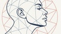 Human Head Grid, AI Technology Mind Vector Art, vector design Generative AI Royalty Free Stock Photo