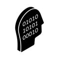 Human head having binary code, computer expert isometric vector design, programmers icon design Royalty Free Stock Photo