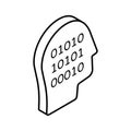 Human head having binary code, computer expert isometric vector design, programmers icon design Royalty Free Stock Photo