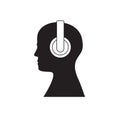 Human head with headphones isolated background. Vector illustration Royalty Free Stock Photo