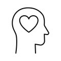 Human head with heart shape inside icon. Thinking with heart concept Royalty Free Stock Photo