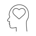 Human head with heart shape inside linear icon Royalty Free Stock Photo