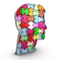 Human head infrastructure, interacting bricks that create mind Royalty Free Stock Photo