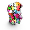 Human head infrastructure, interacting bricks that create mind Royalty Free Stock Photo